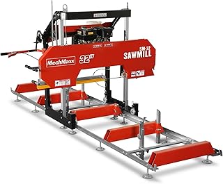 MechMaxx 32" Portable Sawmill, 13' Track Length, SM-32 | 459cc 15HP E-Start Gasoline Engine, 26.5" - B0D4QK67G5