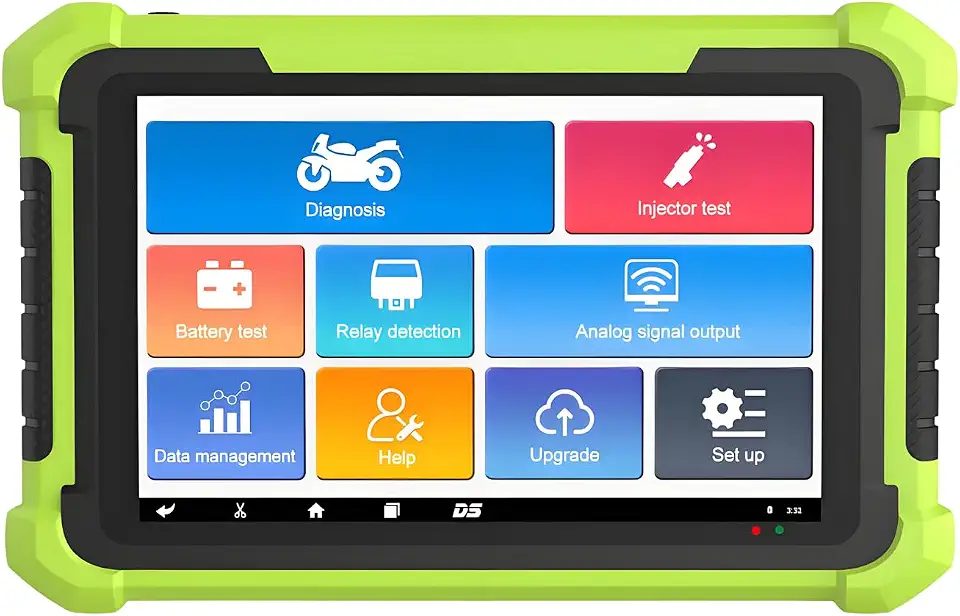 Motorcycle OBD2 Scanner Diagnostic Tool, 8" Touchscreen Code Reader with ABS Test, Injector & Battery - B0G1FTZPPY