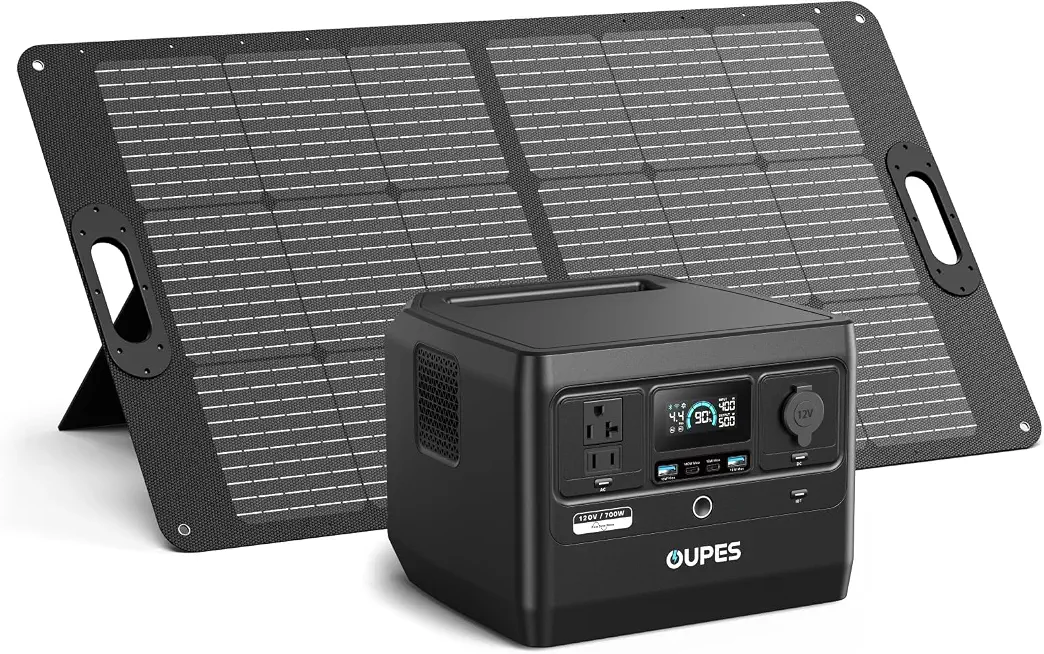OUPES Exodus 700 Solar Generator with 100W Panels Included, 576Wh | 700W | LiFePO4 Power - B0H97KCHBY
