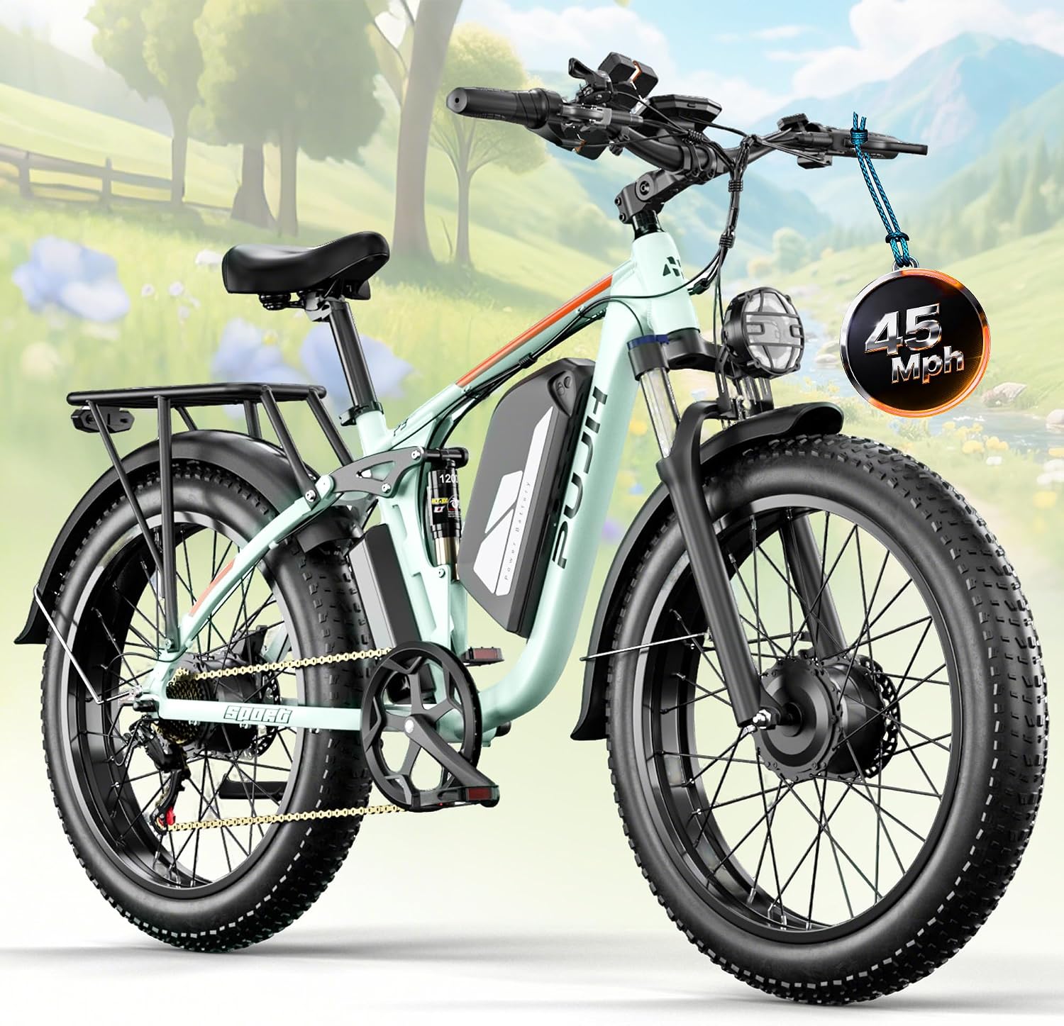 Peak 6000W Dual Motor Electric Bike,60V 1200Wh Removable Battery & - B0FY132PV5