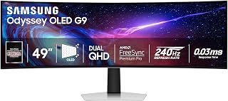 Samsung 49" Odyssey (G93SC) Series QD-OLED Curved Gaming Monitor | 240Hz, 0.03ms, DQHD, G-Sync Compatible, - B0CDQMQQS2