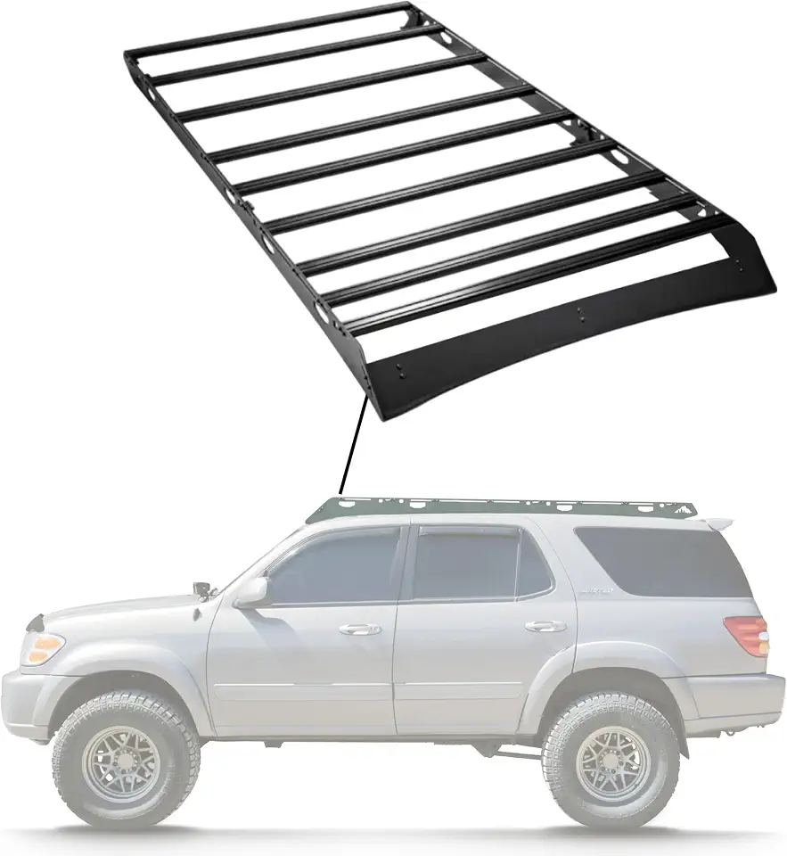 Sherpa Belford Aluminum Roof Rack for 2001-2007 Toyota Sequoia, Half | Drill-free install, 9 crossbars, - B0DX7FRBXJ