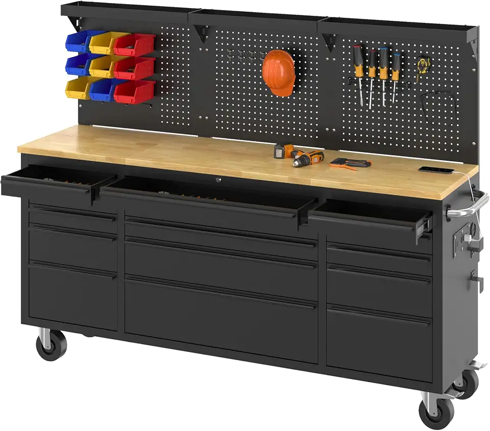 SPECRAFT 72-Inch Rolling Tool Chest with 15 Drawers | 3000 Lbs Capacity, Wheels and Power - B0GXKH7VYP