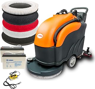 SUNMAX 22" Walk-Behind Commercial Floor Scrubber Machine, 31" Squeegee | Up to 5 hours runtime, - B094Z56KHX