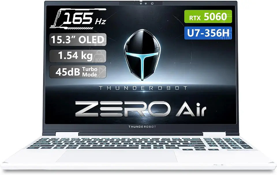 Thunderobot Zero Air 15 Ultra 7 356H RTX 5060 Gaming Laptop (White, 64GB RAM | - B0HGQ8526Z