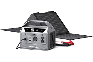 UDPOWER C400 400W Portable Power Station V2.0 with 40W Solar Panel, 256Wh LiFePO4, Surge 800W, - B0GY6SQR69