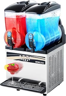VEVOR Commercial Frozen Drink Maker, 15Lx2 Double Tank Slushy Machine, 120 Cups Stainless Steel Margarita - B0F4QMG852