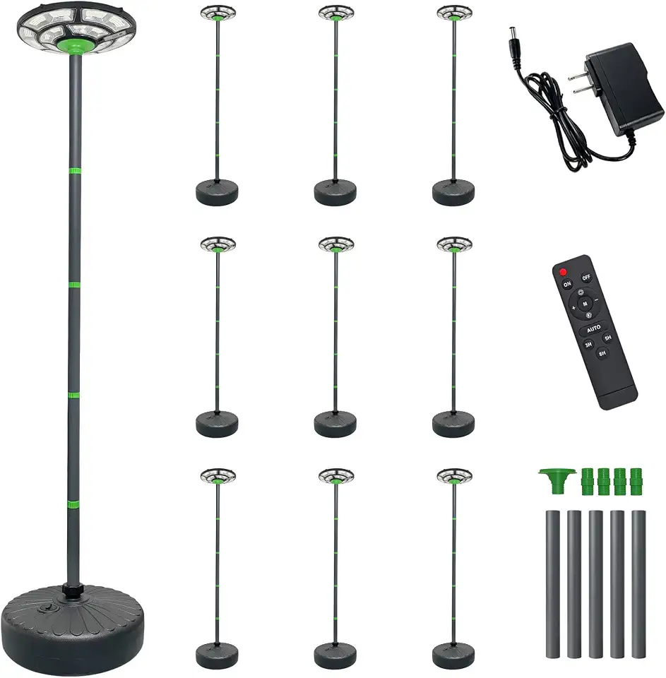 10 Pack 106" Outdoor Solar Post Light with Aluminum Pole & Base | 692 LEDs, - B0HJ5D55TX