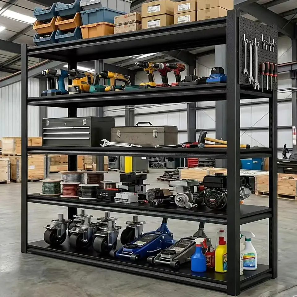 10 Sets Storage Shelves with Pegboard,72“*59" Wide 24”Heavy Duty | Metal Garage Storage Shelves Adjustable - B0HCBGLV2J