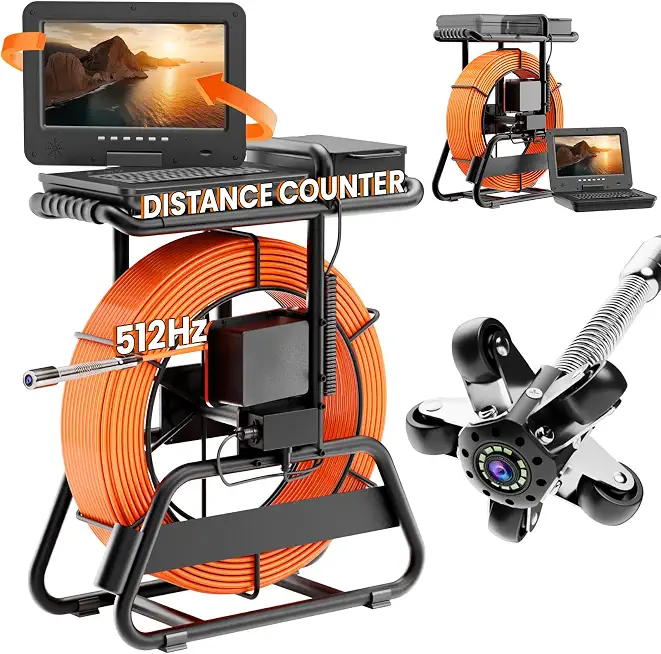 10'' Sewer Camera with 512Hz Transmitter, 1080P DVR, 7MM-200Ft/60M - B0H3DS1LDY
