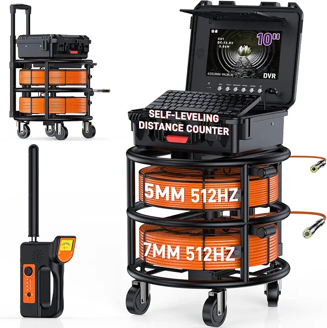 10" Sewer Camera with Locator, 2-in-1 Dual-512Hz-Probe & Dual-Cable - B0H17M3VMB