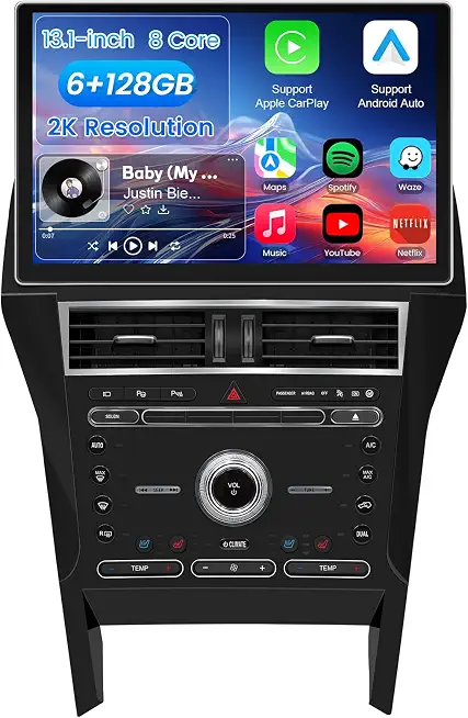 13.1-Inch 8 Core 6+128GB Car Radio Stereo for Ford Explorer 2011-2019, Plug and Play Android - B0GLP4LY52