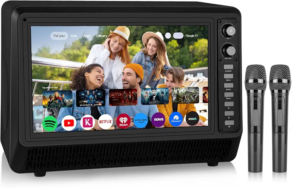 15.6 inch Smart Karaoke Machine for Adults with Lyrics Display, 200W Peak Power,Bluetooth Karaoke Speaker - B0FLSZM2X7