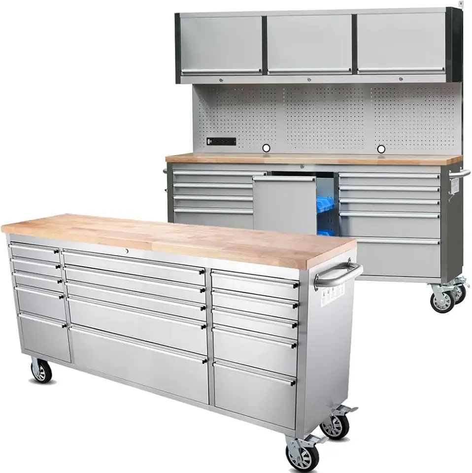 2 Pack -72" Rolling Tool Chest with 11 Drawers/15 Drawers +3 Upper Cabinets | 2 - B0FN7ZXD5C