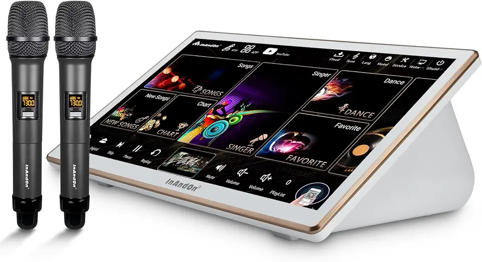 2026 InAndOn Chinese Karaoke Machine, 18.5 inch Capacitive Touch Screen, 650K Cloud Song Library, YouTube - B0D1817LHW