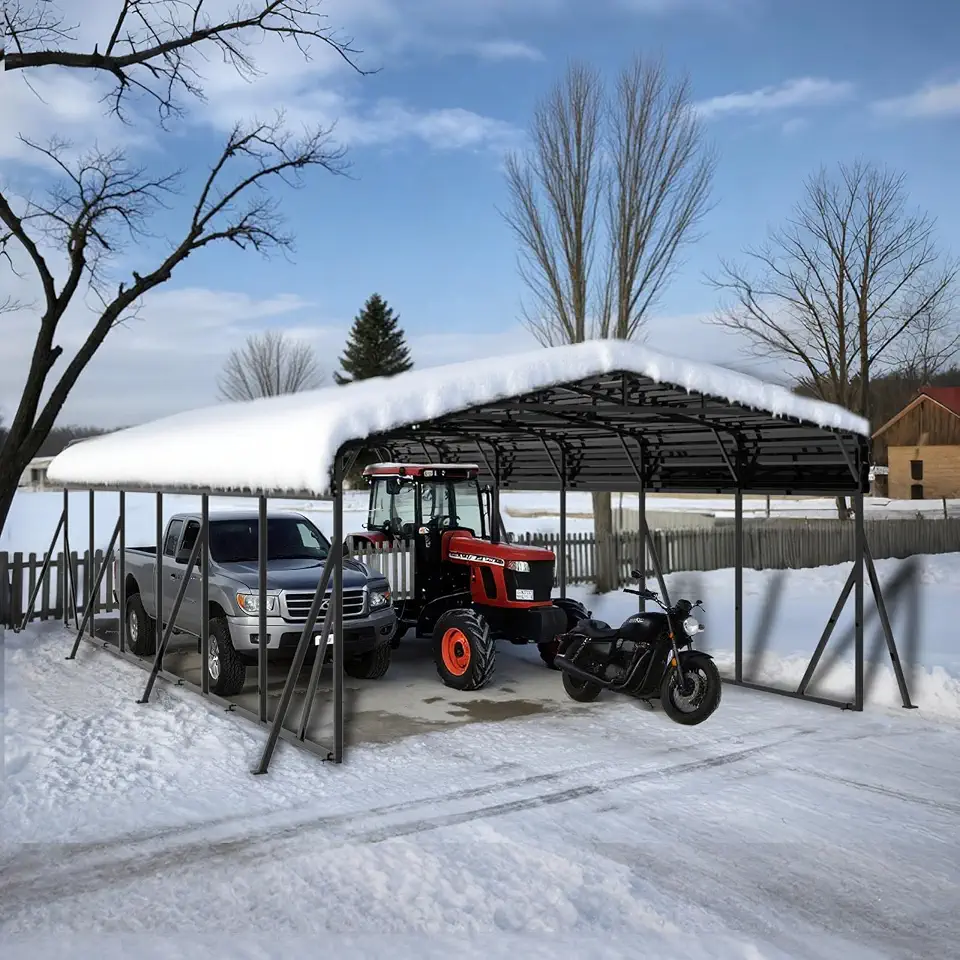 20x30 FT Metal Carport with Extra 8 Side Reinforcement Support Rods - B0G46ZGMPH