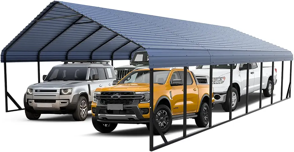 20x40 ft Heavy Duty Metal Carport Canopy Kit for 3-4 Cars - B0G41BXGKX