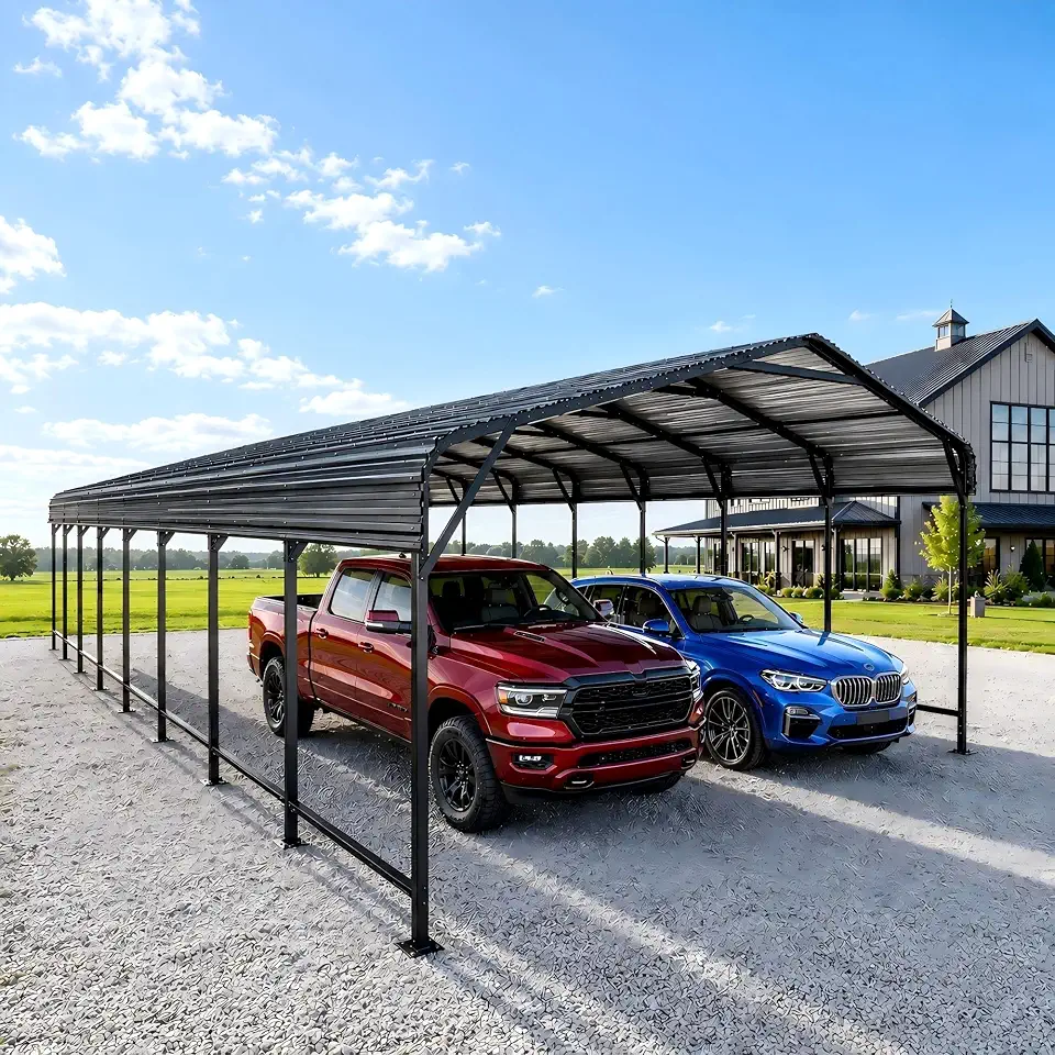 20x40 FT Heavy Duty Metal Carport with Reinforced Base,Galvanized Steel Vehicle Shelter for Boat,Cars and - B0HBX33CNS