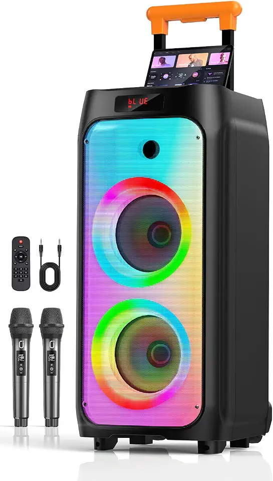 24”Karaoke Machine For Adults, 600W Peak,Dual 8"Woofer, Loud&Powerful Sound - B0CDP4Z7QR