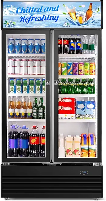 40" 29 Cu.Ft. Commercial Beverage Refrigerator, Dual Glass Door & Light Box - B0F1YN6HXF