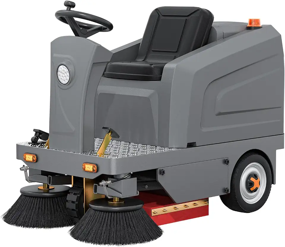 51" Commercial Ride-On Floor Sweeper, 27 Gal Dustbin | 5hr Runtime 6hr Charge, 92,600 sq. - B0HH9RQ4X4