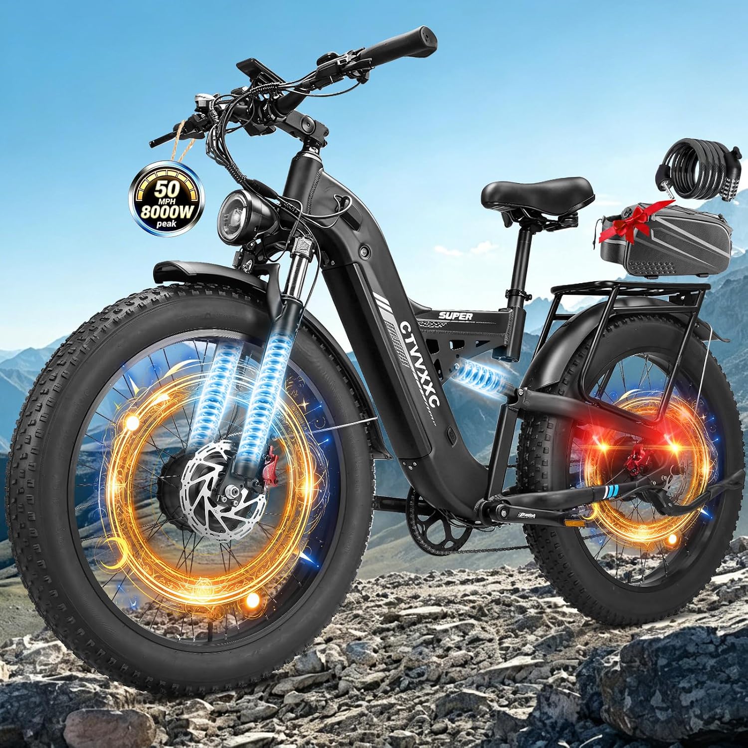 8000W Peak Dual Motor Electric Bike for Adults,46-50MPH Max Fast - B0GSVKNRYL