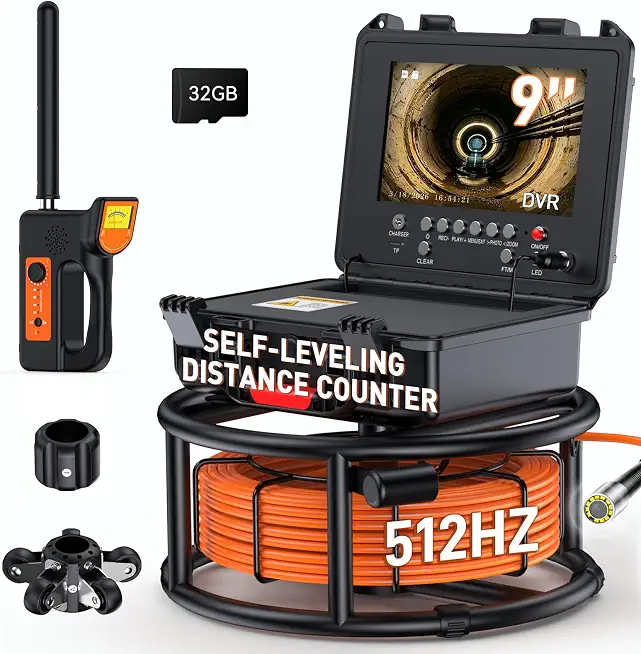 9" Sewer Camera with Locator, 512Hz Sonde Plumbing Pipe Inspection Camera with Lights, Drain Camera - B0H2Q8ZFH5