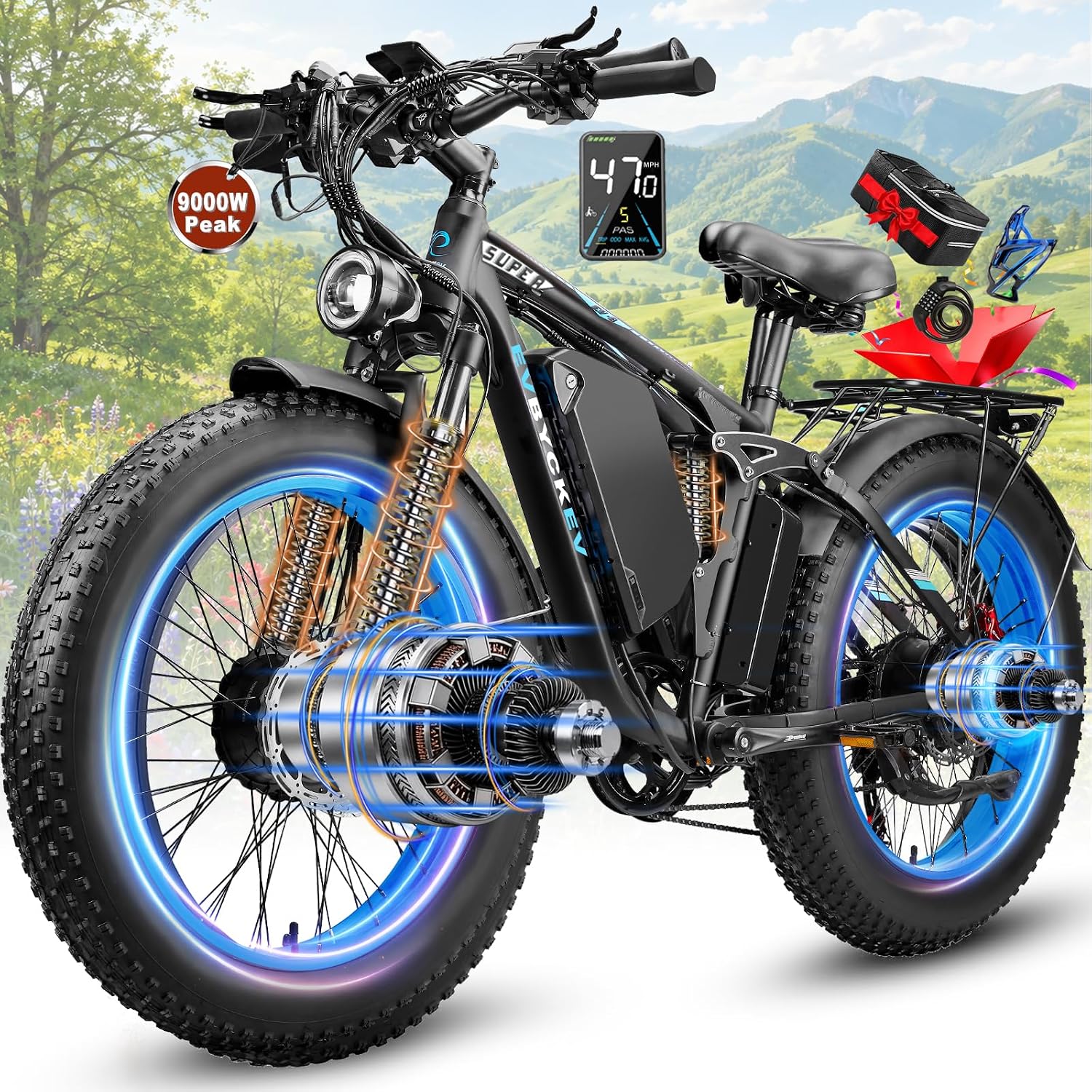 9000W Peak Dual Motor Ebike,58V Max 36Ah Adults Electric Bike,Up - B0FK5C92ZS