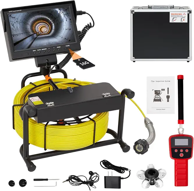98.4 FT Sewer Camera Snake Kit w/512Hz Locator | IP68 Waterproof Plumbing Cam, 9" LCD, - B0FYPQBWQV