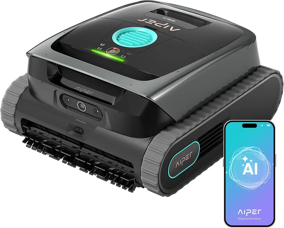 AIPER AI Vision Cordless Pool Robot, Include Wireless Charging Dock, Black | 10x Faster Pool - B0HH9CRSH7