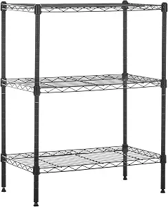 Amazon Basics 3-Shelf Adjustable Heavy Duty Steel Wire Rack Storage Shelving Organizer with Storage Space, - B01LWP8AL2