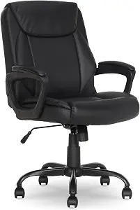 Amazon Basics Classic Puresoft PU Padded Mid-Back Office Desk Chair with Armrest, Easy Assembly, Sturdy - B081H3Y5NW