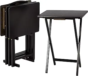 Amazon Basics Portable Foldable TV Tray Table with Storage Rack, Space-Saving Design, 15" x 19" - B07MDJNF6R
