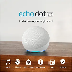 Amazon Echo Dot (5th Gen) with clock | Compact smart speaker with Alexa and enhanced - B09B8VN8YQ