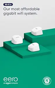 Amazon eero 6+ mesh wifi system - Supports internet plans up to a Gigabit, Coverage - B08ZK2BHP2