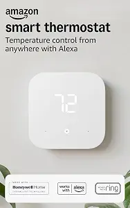 Amazon Smart Thermostat, Save money and energy, Works with Alexa and Ring, C-wire required - B08J4C8871
