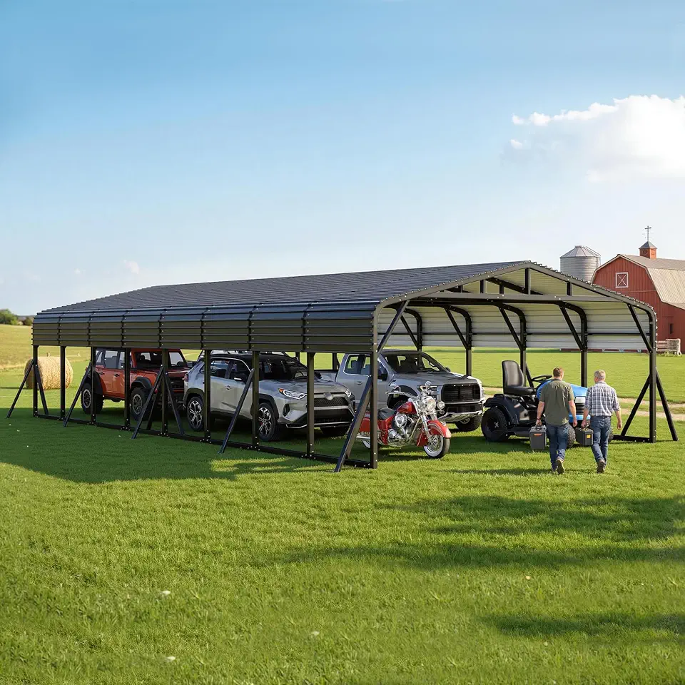 AMERLIEFE 20x40 FT Heavy Duty Metal Carport for Multiple Vehicles - B0GSTVY8NK