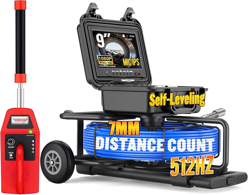 Anysun Sewer Camera 300ft with Locator, 5100Mah Battery with Two Wheels - B0GH1F7R9G