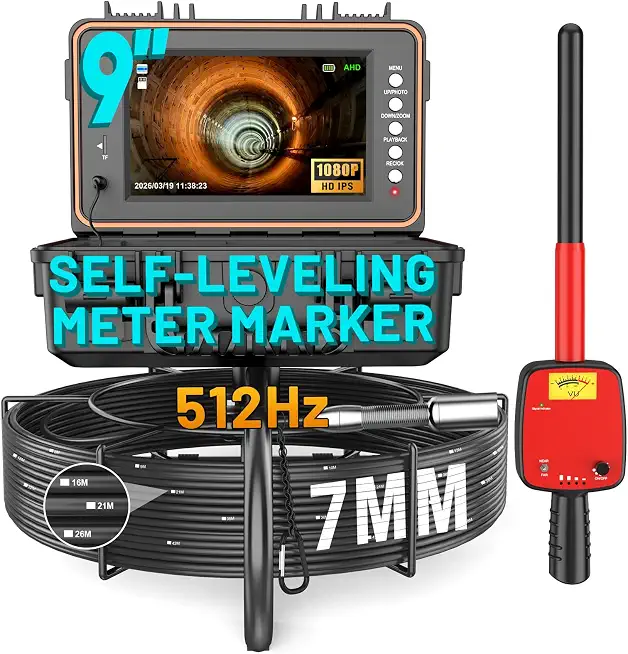 Anysun Sewer Camera with Locator, Self Leveling Drain Pipe Camera 100ft with Meter Marker, Sewer - B0H3FFCPM1