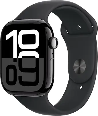 Apple Watch Series 10 [GPS 46mm case] Smartwatch with Jet Black Aluminum Case with Black - B0DGHQ2QH6