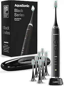 Aquasonic Black Series Ultra Whitening Toothbrush – ADA Accepted Electric Toothbrush- 8 Brush Heads & - B072YVWBXH