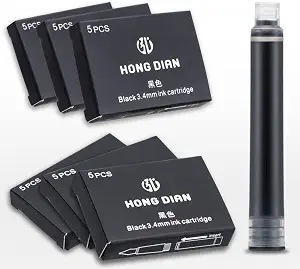 Asvine Fountain Pen Ink Cartridges Black Color, Set of 30 Refill Ink Cartridges, 3.4 mm - B08259HPC7