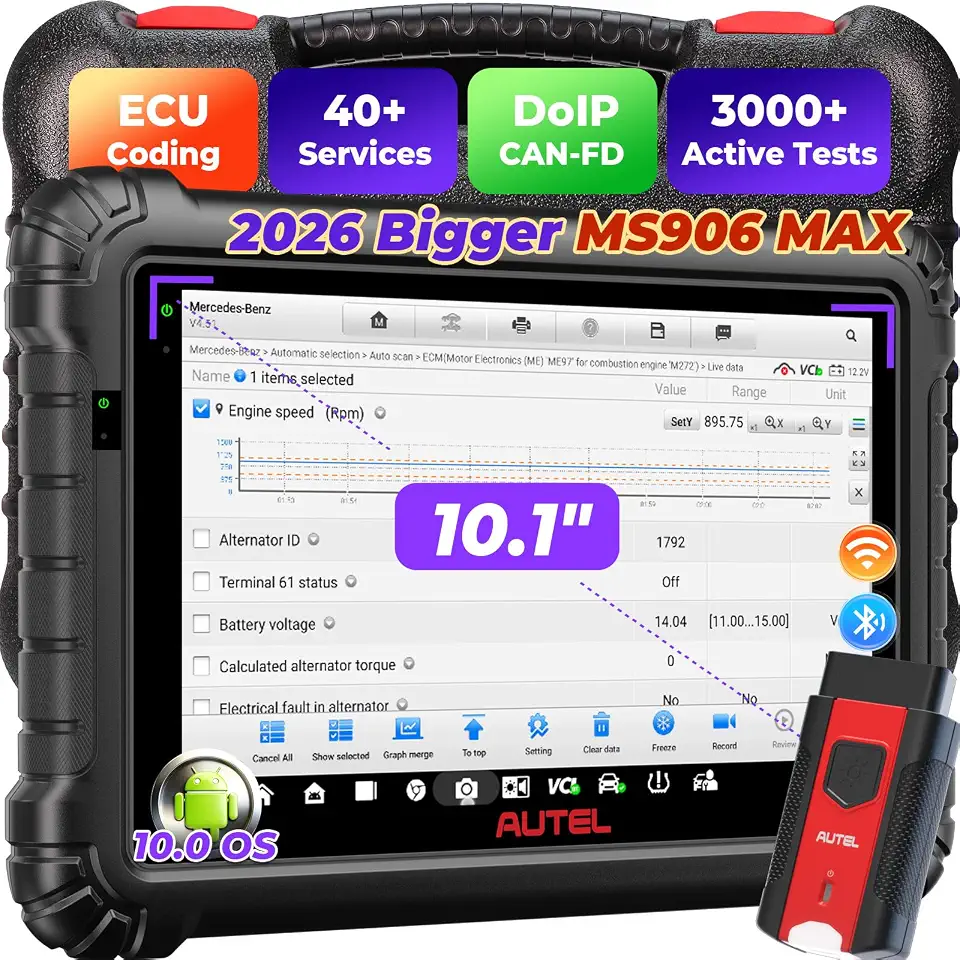 Autel MaxiSYS MS906 MAX Scanner, ECU C0ding, 3000+ Active Test, 40+ Service | 2026 10.1" - B0DXFPD42C