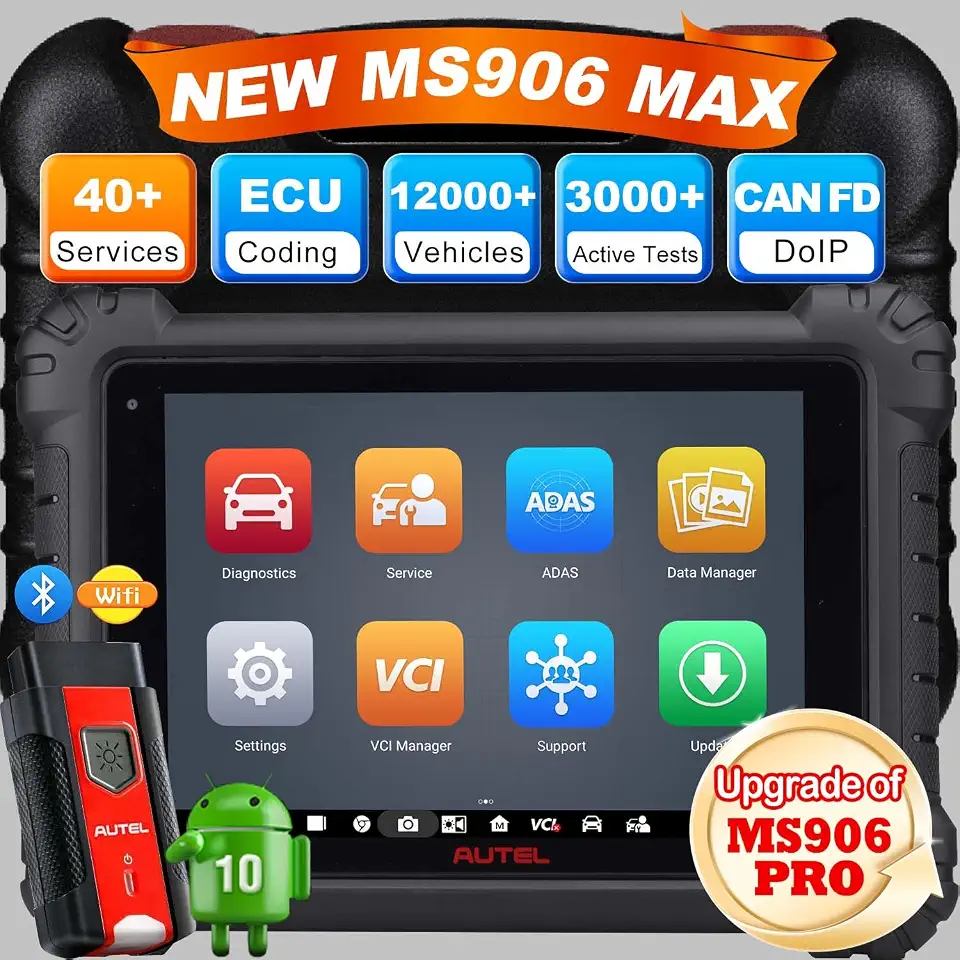 Autel MaxiSys MS906MAX All System OBD2 Diagnostic Scanner | ECU Coding, 40+ Services, 3000+ Active - B0DLN9QCNX