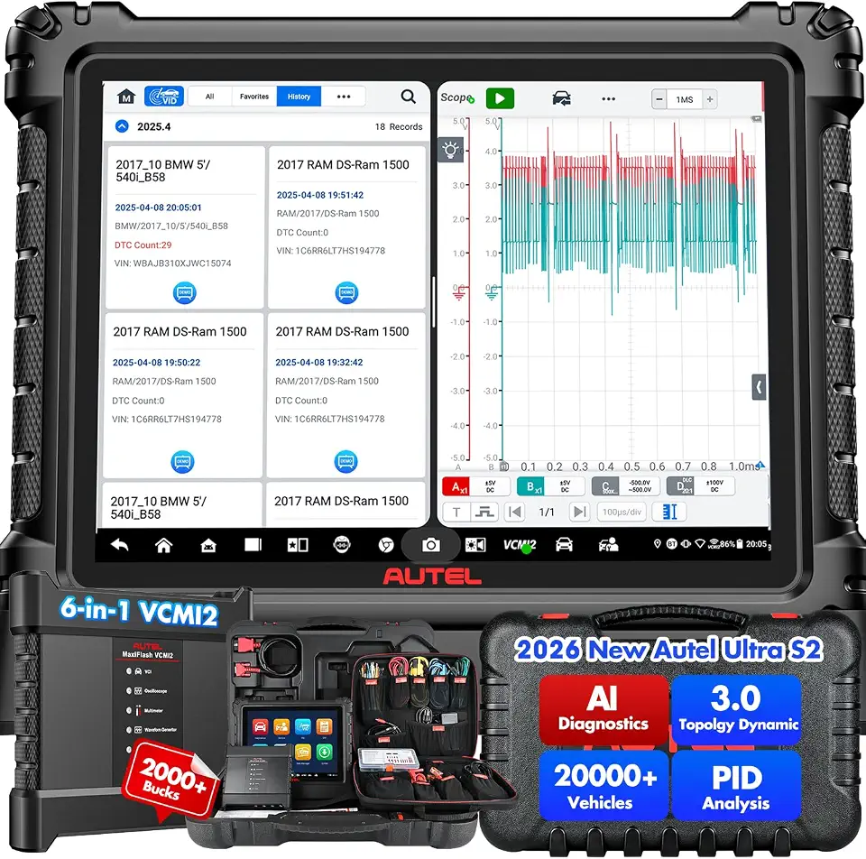Autel MaxiSYS Ultra S2 AI Scanner, Topology 3.0 PID Analysis 6IN1 VCMI | 2026 UltraS2 - B0F37T6R92