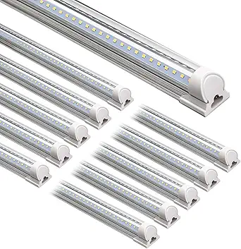 Barrina T8 LED Shop Lights 8FT, 72W 10000LM 5000K, High Output, 10 Packs - B07RKZFD5Z