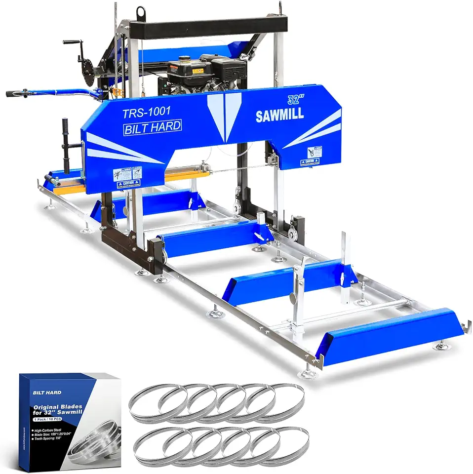 BILT HARD 32 Inch Portable Sawmill Gas Powered, 420cc 15HP E-Start Gas Engine, 29" Board - B0GMZHBRCR