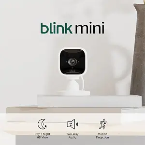 Blink Mini - Compact indoor plug-in smart security camera, 1080p HD video, night vision, motion - B07X6C9RMF