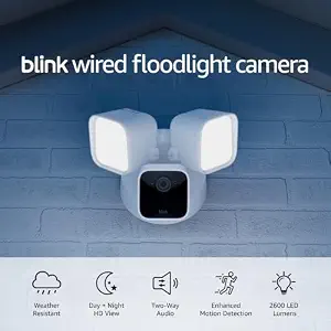 Blink Wired Floodlight Camera, Smart security camera, 2600 lumens, HD live view, enhanced motion detection, - B0B5VLCL1N
