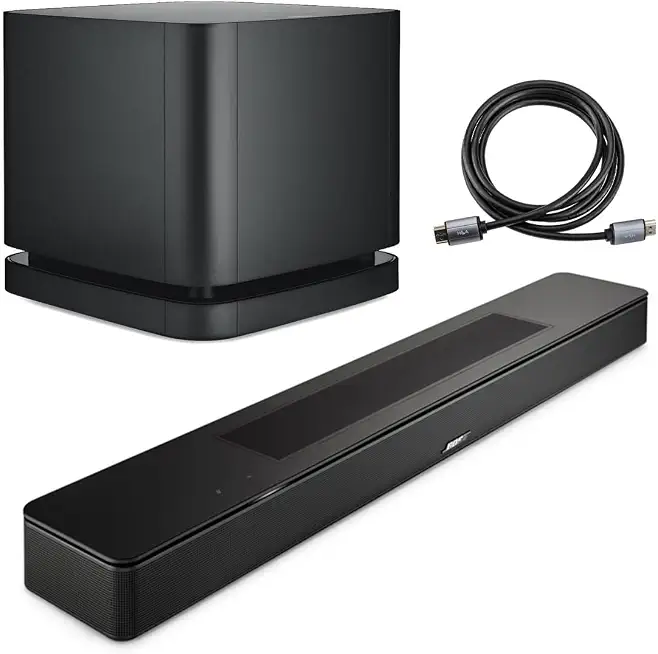 Bose Smart Soundbar, Black, Bundle with Bass Module 500, 6' HDMI 2.0 Cable - B0DHLKV41S